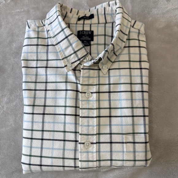 J.Crew XL Slim Fit Flex Oxford Plaid Button Down Long Sleeve Shirt - Picture 1 of 6